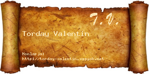 Torday Valentin névjegykártya